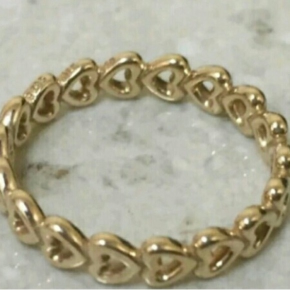 Pandora Yellow Gold Heart Band ring NEW - Picture 3 of 3